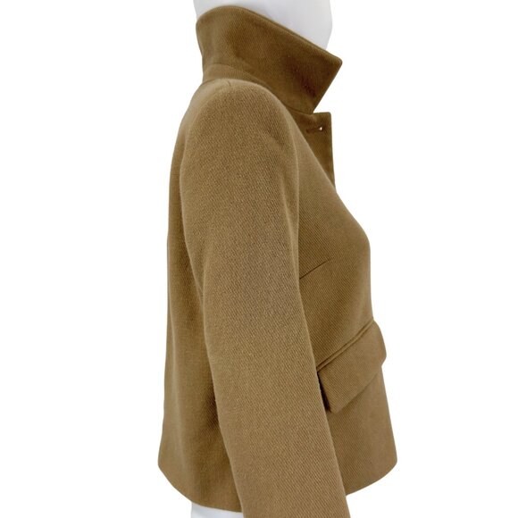 Zara Tan Cropped Wool-Blend Jacket | Minimalist Neutral Short Coat | Size S - Picture 5 of 10